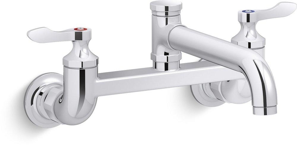 KOHLER Polished Chrome Two Handle Centerset Bathroom Sink Faucet Lever Handle 