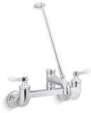 KOHLER Polished Chrome Two Lever Handle Wall Mount Service Faucet 