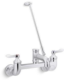 Two Lever Handle Wall Mount Service Faucet in Polished Chrome