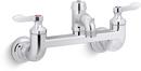 KOHLER Polished Chrome Two Lever Handle Wall Mount Service Faucet 