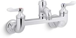 Two Lever Handle Wall Mount Service Faucet in Polished Chrome