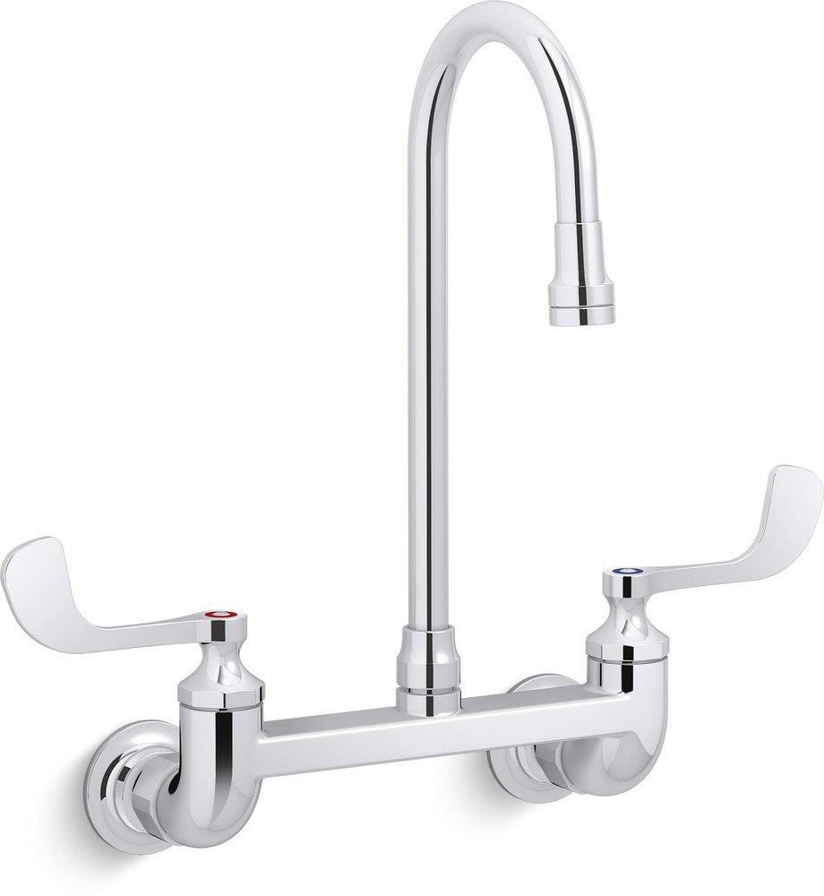 KOHLER Polished Chrome Two Wristblade Handle Wall Mount Utility Faucet 