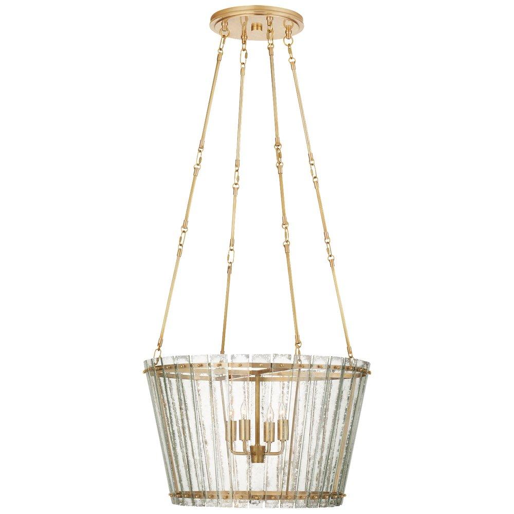 Visual Comfort & Co. Signature Hand-Rubbed Antique Brass 15 x 24 in. 60W 4-Light Incandescent Art Deco and Modern Chandelier 