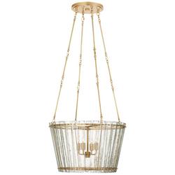 15 x 24 in. 60W 4-Light Incandescent Art Deco and Modern Chandelier in Hand-Rubbed Antique Brass