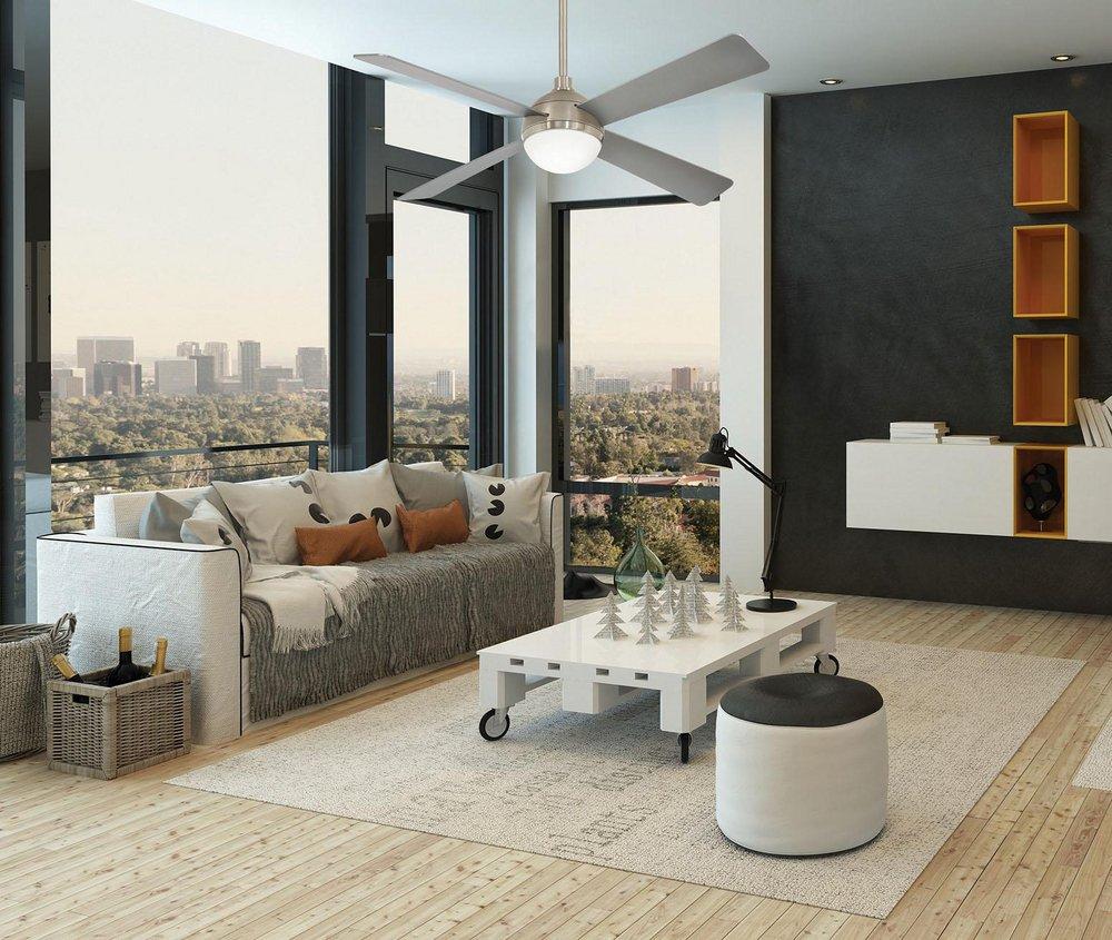 Minka Aire Brushed Steel/Brushed Nickel 59.62W 1-Light 4-Blade LED Ceiling Fan 