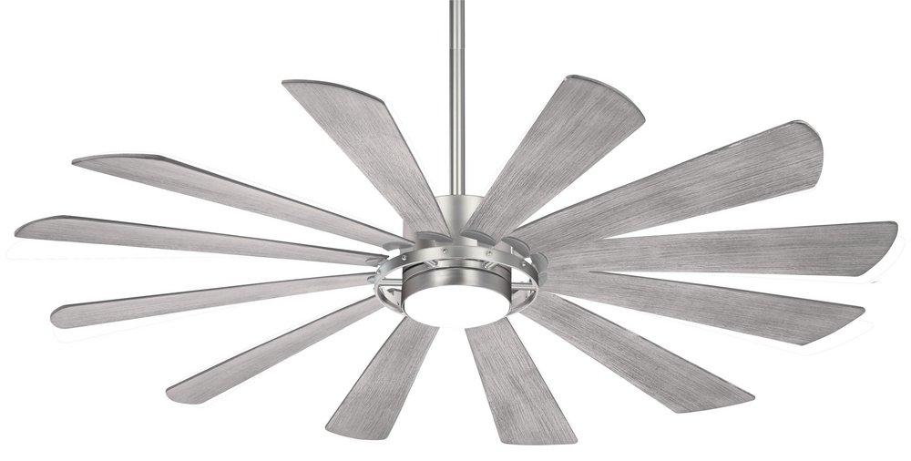 Minka Aire Brushed Steel 12 Blades 65 in. Indoor Ceiling Fan with Integrated LED 