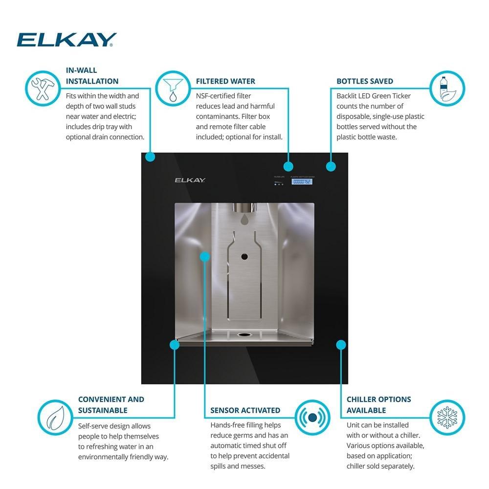 Elkay Midnight Wall Mount Stainless Steel Indoor Bottle Filling Station 