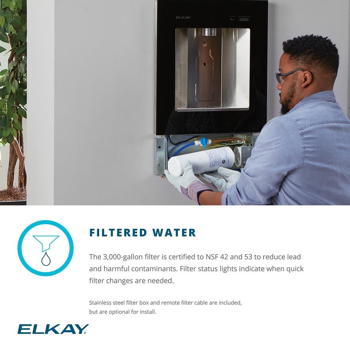 Elkay Midnight Wall Mount Stainless Steel Indoor Bottle Filling Station 