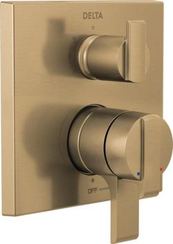 Three Handle Pressure Balancing Valve Trim with Integrated Diverter in Brilliance&reg; Champagne Bronze