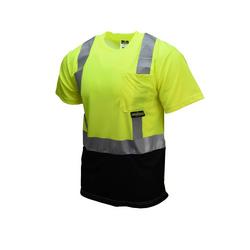XXL Size Polyester T-Shirt in Hi-Viz Green and Black