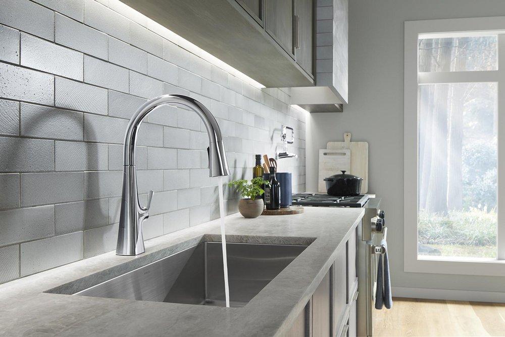 KOHLER Polished Chrome Single Handle Pull Down Kitchen Faucet 