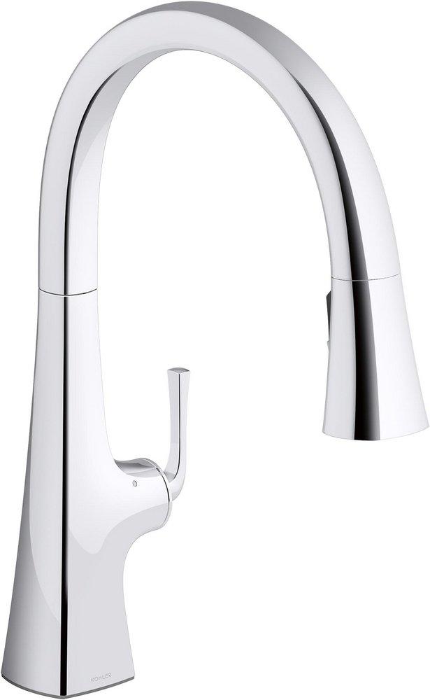 KOHLER Polished Chrome Single Handle Pull Down Kitchen Faucet 