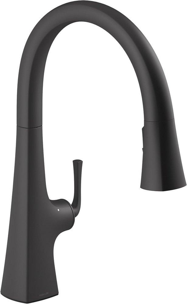 KOHLER Matte Black Single Handle Pull Down Kitchen Faucet 