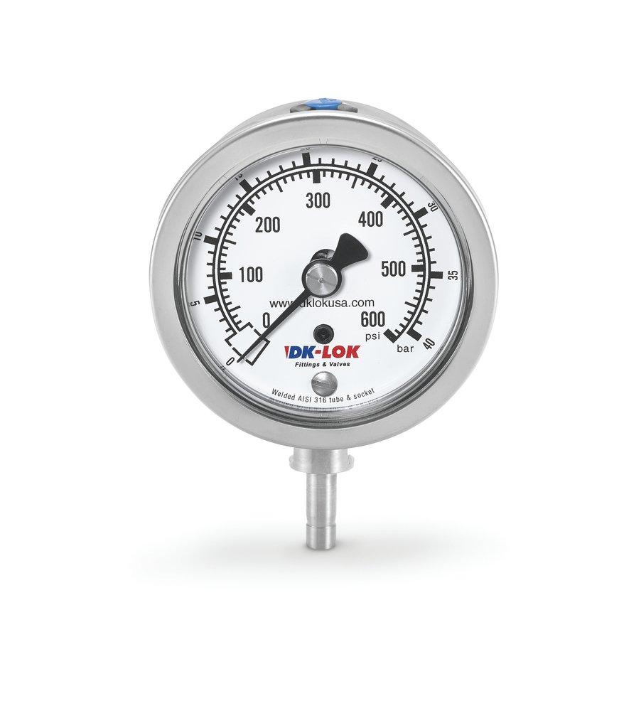 DK-LOK&reg; Stainless Steel 2-1/2 in. Stainless Steel Gauge 3/8 in. Tube Stub Connector LM Liquid 