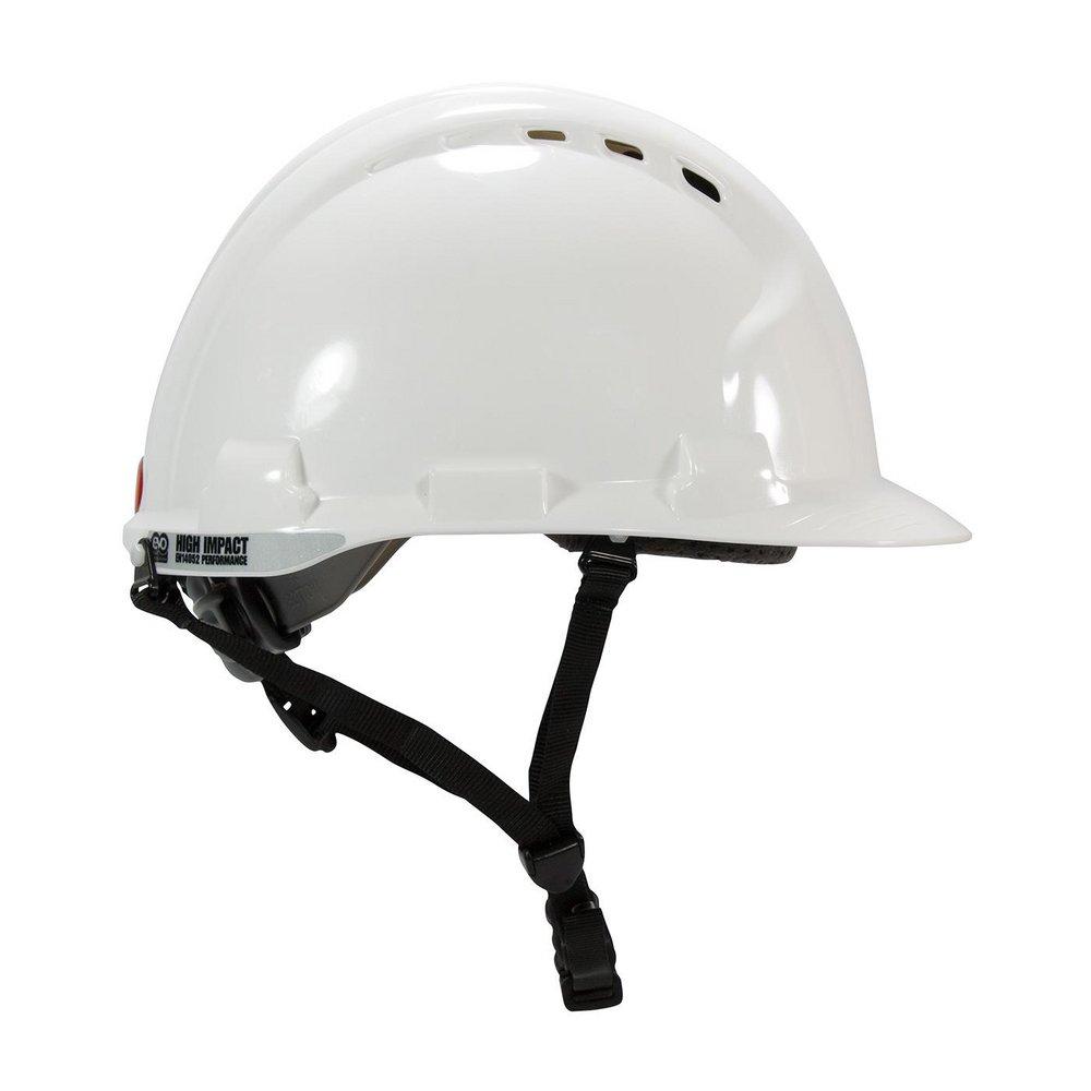 MK8 Evolution&reg; White HDPE, EPS, Polyester, Polyethylene and Microfiber Vented Hard Hat with 4-Point Chin Strap 