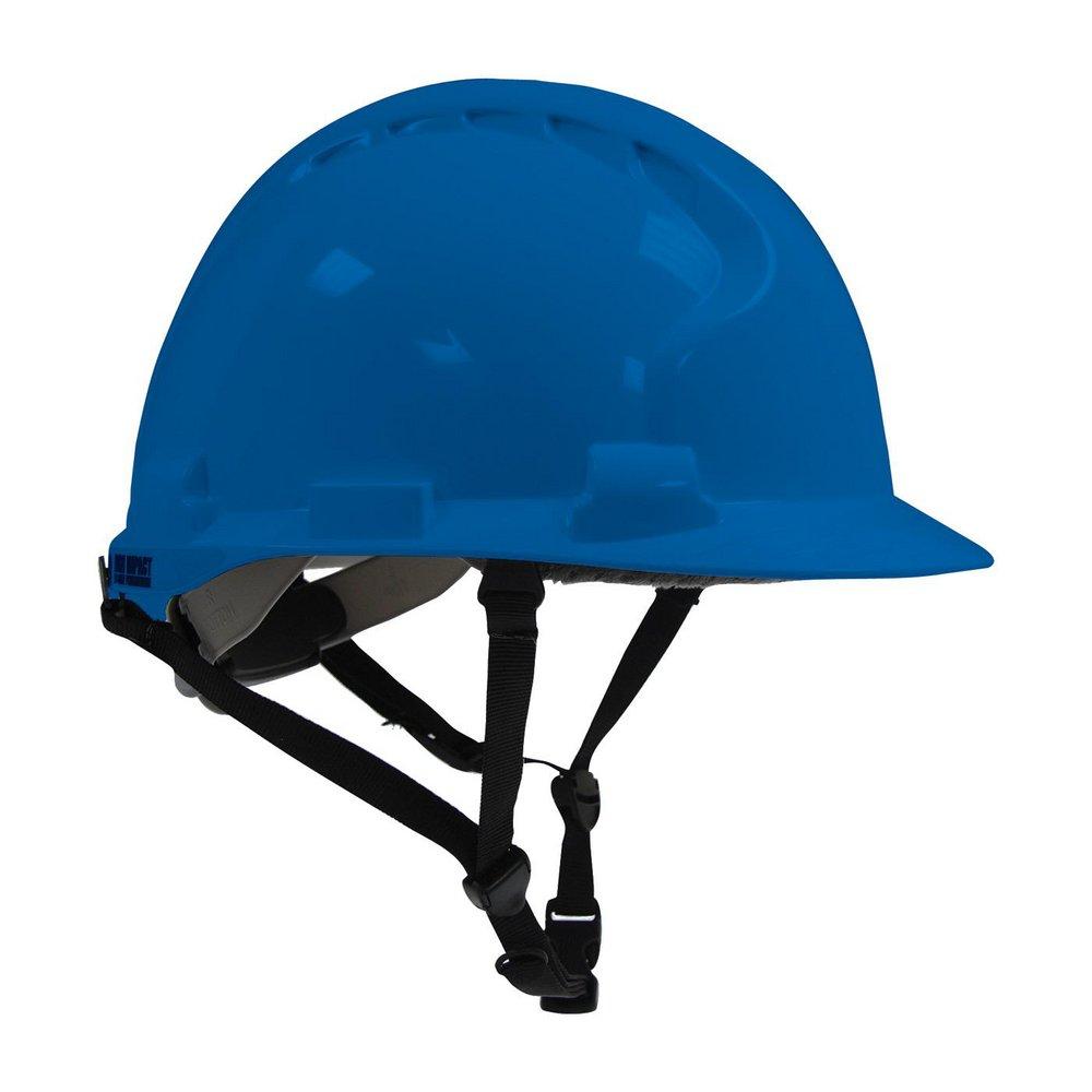 MK8 Evolution&reg; Blue HDPE, EPS, Polyester, Polyethylene and Microfiber Linesman Hard Hat with 4-Point Chin Strap 