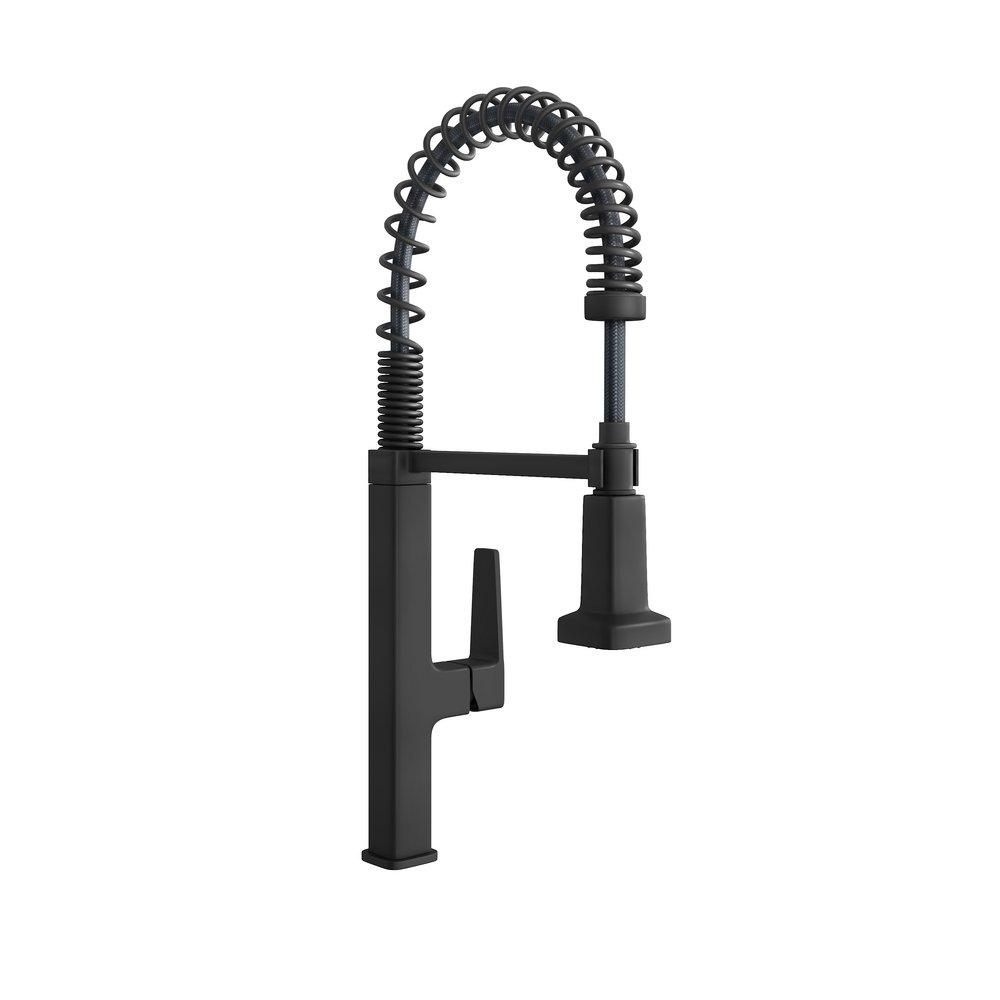 PROFLO® Matte Black Single Handle Pull Down Kitchen Faucet with Two-Function Spray 
