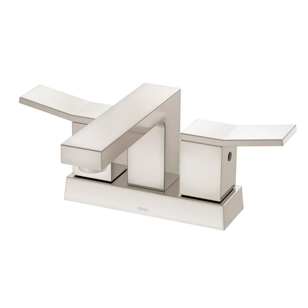 Gerber Plumbing Brushed Nickel Two Handle Centerset Bathroom Sink Faucet Lever Handle 