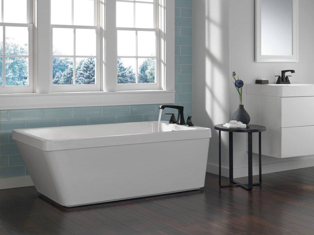 Delta Faucet Matte Black Two Handle Roman Tub Faucet (Trim Only) 