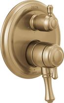 Three Handle Pressure Balancing Valve Trim with Integrated Diverter in Brilliance® Champagne Bronze