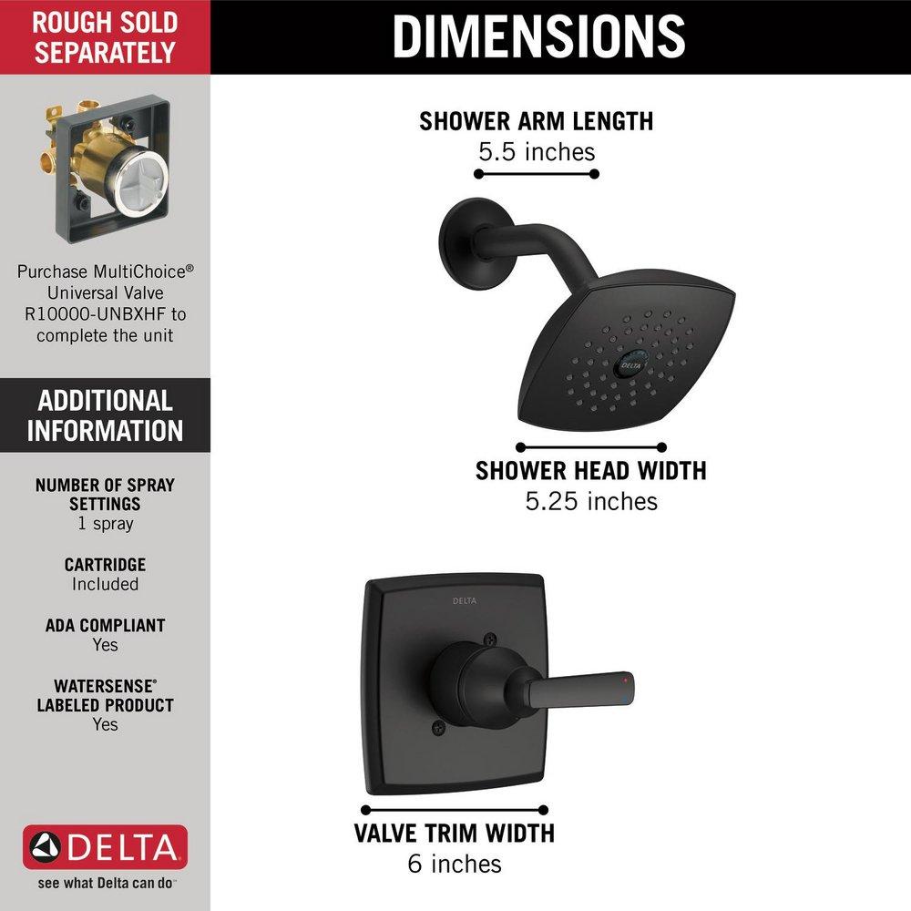Delta Faucet Matte Black Single Handle Single Function Shower Faucet (Trim Only) 