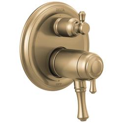 Three Handle Thermostatic Valve Trim with Integrated Diverter in Brilliance&reg; Champagne Bronze