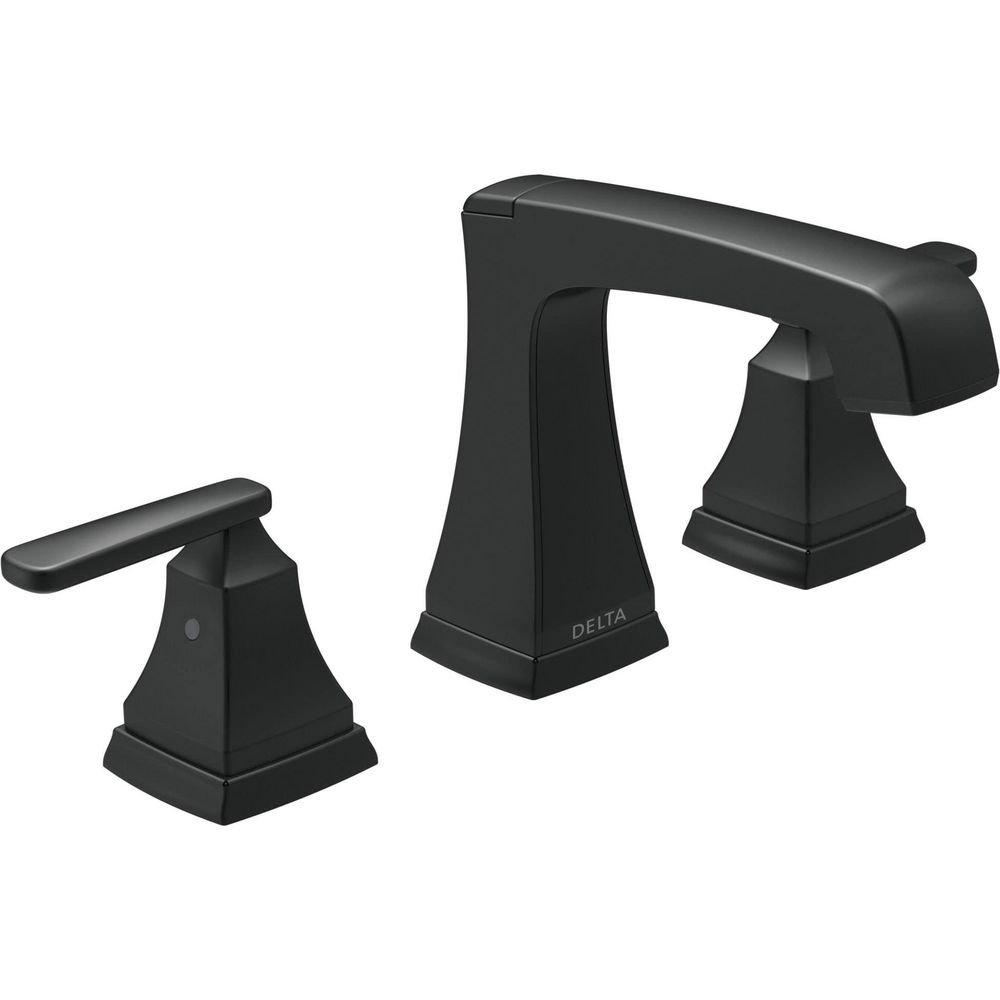 Delta Faucet Matte Black Two Handle Widespread Bathroom Sink Faucet 