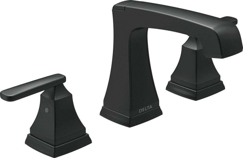Delta Faucet Matte Black Two Handle Widespread Bathroom Sink Faucet with Pop-Up Drain Assembly 