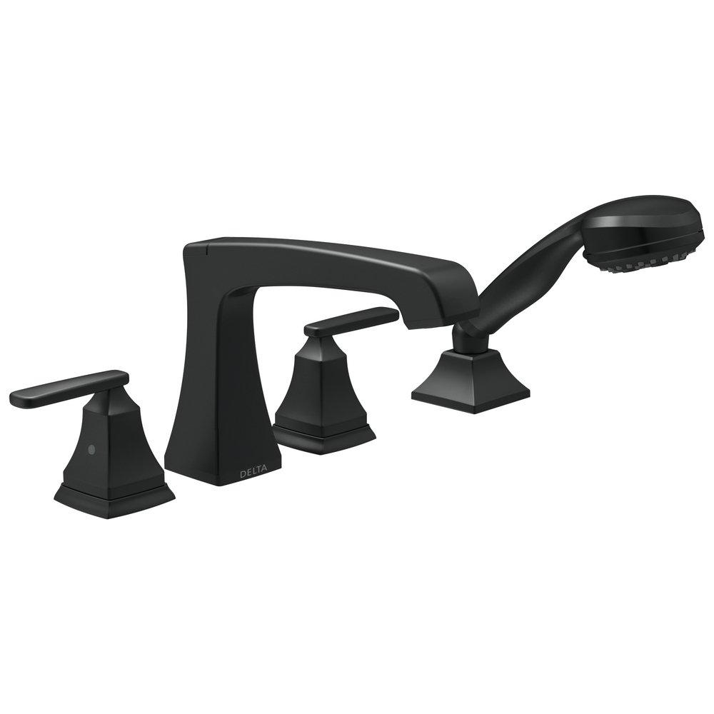 Delta Faucet Matte Black Two Handle Roman Tub Faucet Trim Only 