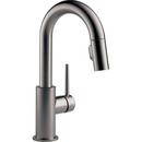 Single Handle Pull Down Bar Faucet in Black Stainless