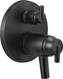 Three Handle Thermostatic Valve Trim with Integrated Diverter in Matte Black
