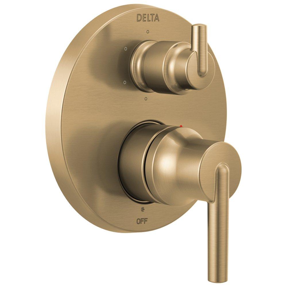 Delta Faucet Brilliance&reg; Champagne Bronze 6-5/8 in. Valve Trim with Integrated Diverter with Double-Handle 
