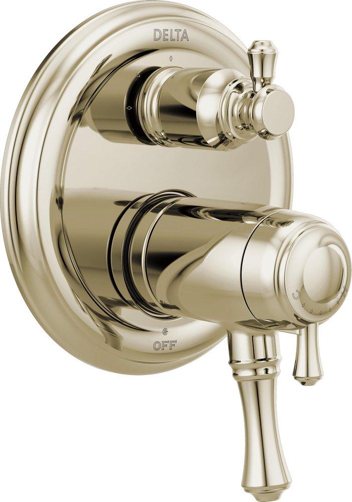 Delta Faucet Brilliance&reg; Polished Nickel Three Handle Thermostatic Valve Trim with Integrated Diverter 