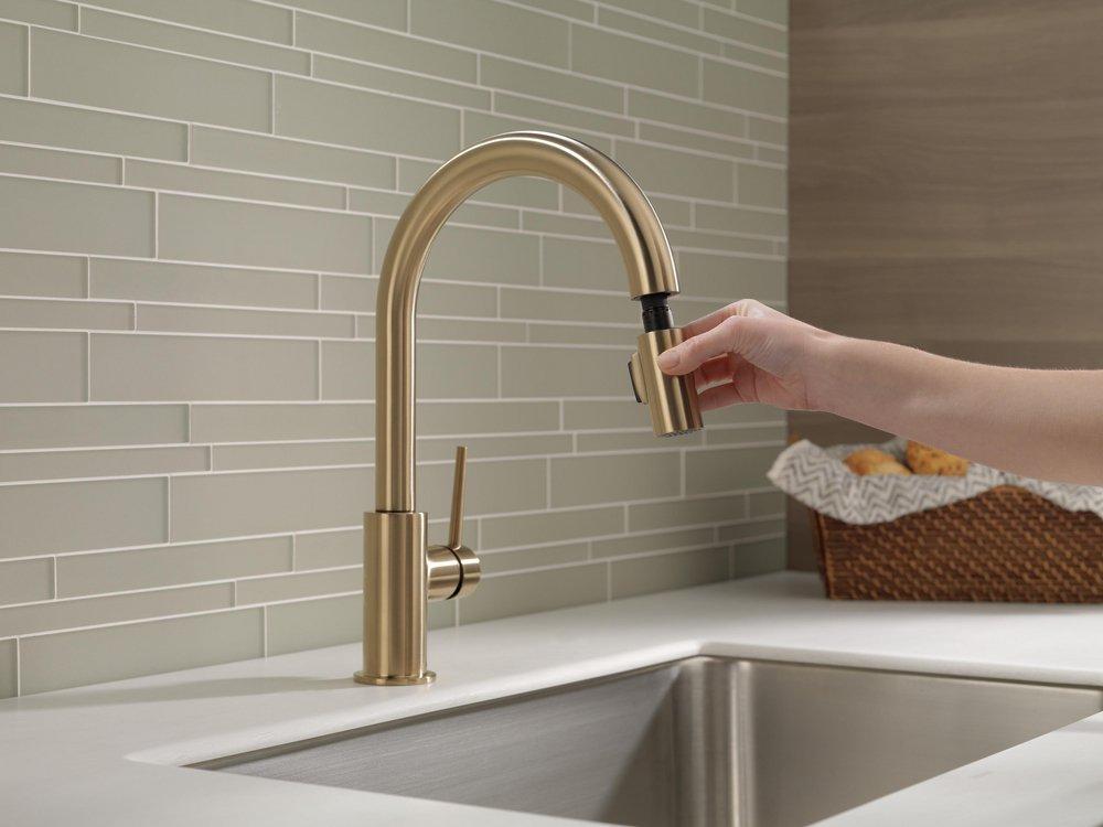 Delta Faucet Champagne Bronze Single Handle Pull Down Kitchen Faucet 