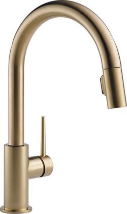 Single Handle Pull Down Kitchen Faucet in Champagne Bronze
