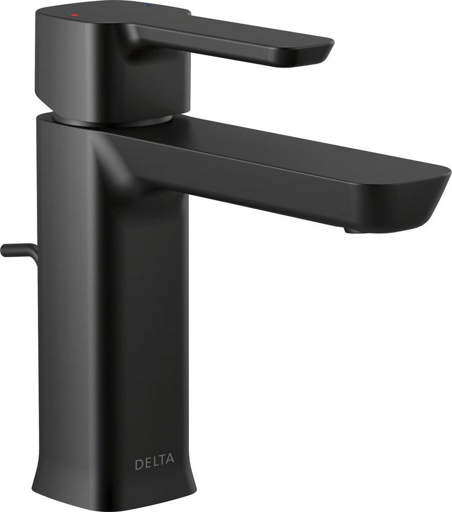 Delta Faucet Matte Black Deck Mount Bathroom Sink Faucet with Single Lever Handle 
