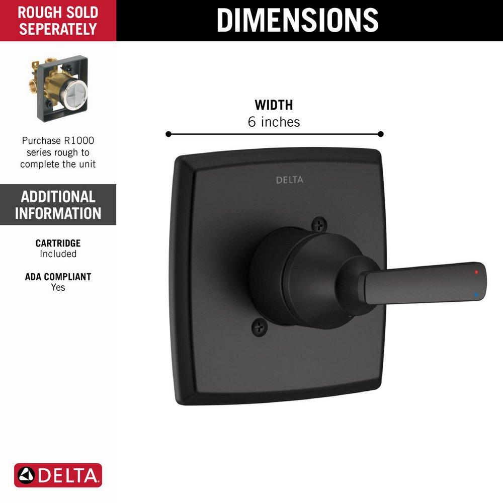 Delta Faucet Matte Black Single Handle Shower Faucet Trim Only 