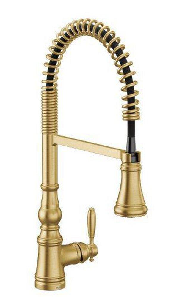 Moen Brushed Gold Single Handle Pull Down Kitchen Faucet 
