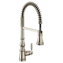 Single Handle Pull Down Kitchen Faucet in Polished Nickel