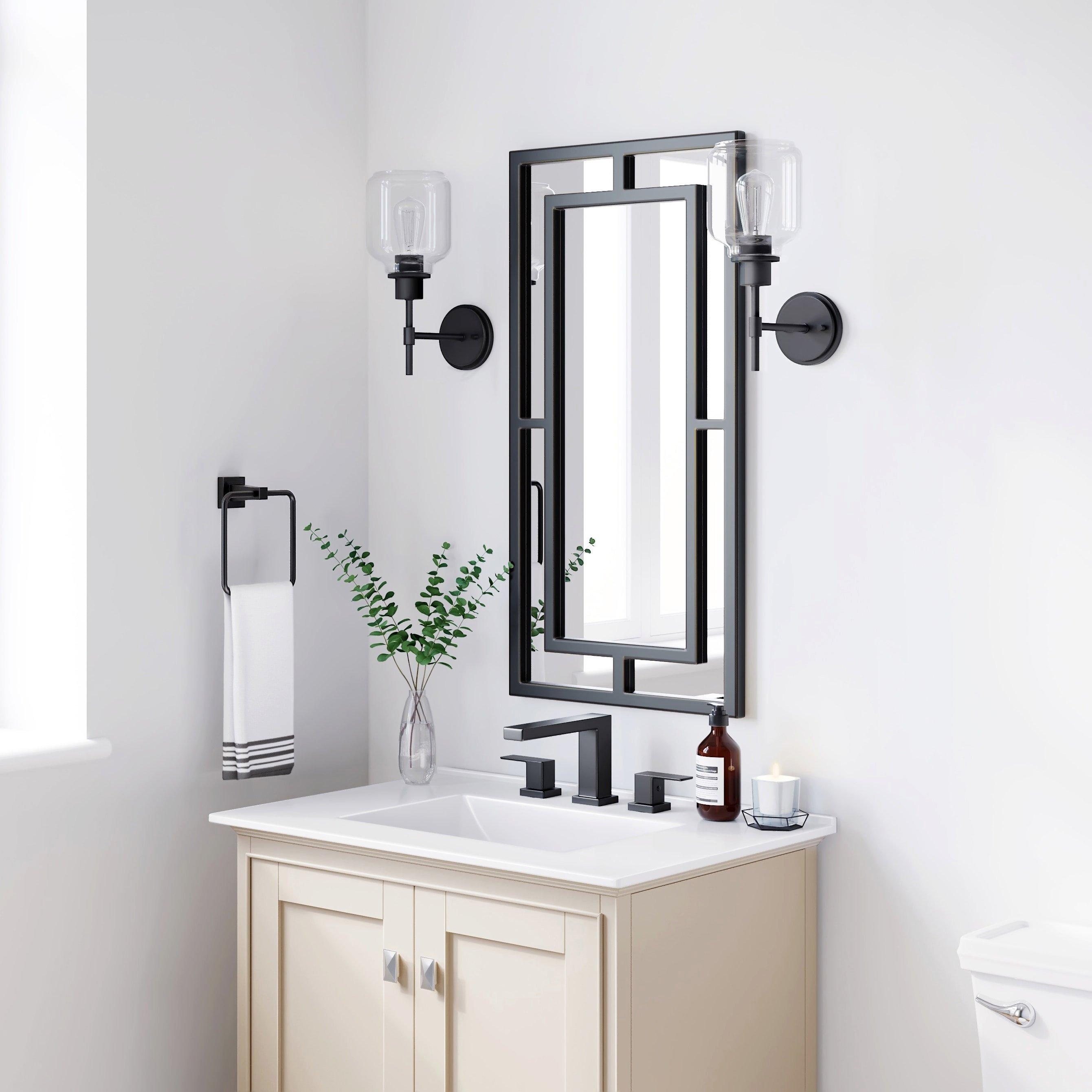 PROFLO&reg; Matte Black Rectangular Closed Towel Ring 