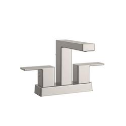 Two Handle Centerset Bathroom Sink Faucet with Drain Assembly in Brushed Nickel