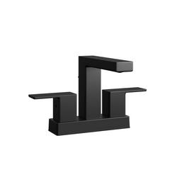 Two Handle Centerset Bathroom Sink Faucet with Drain Assembly in Matte Black