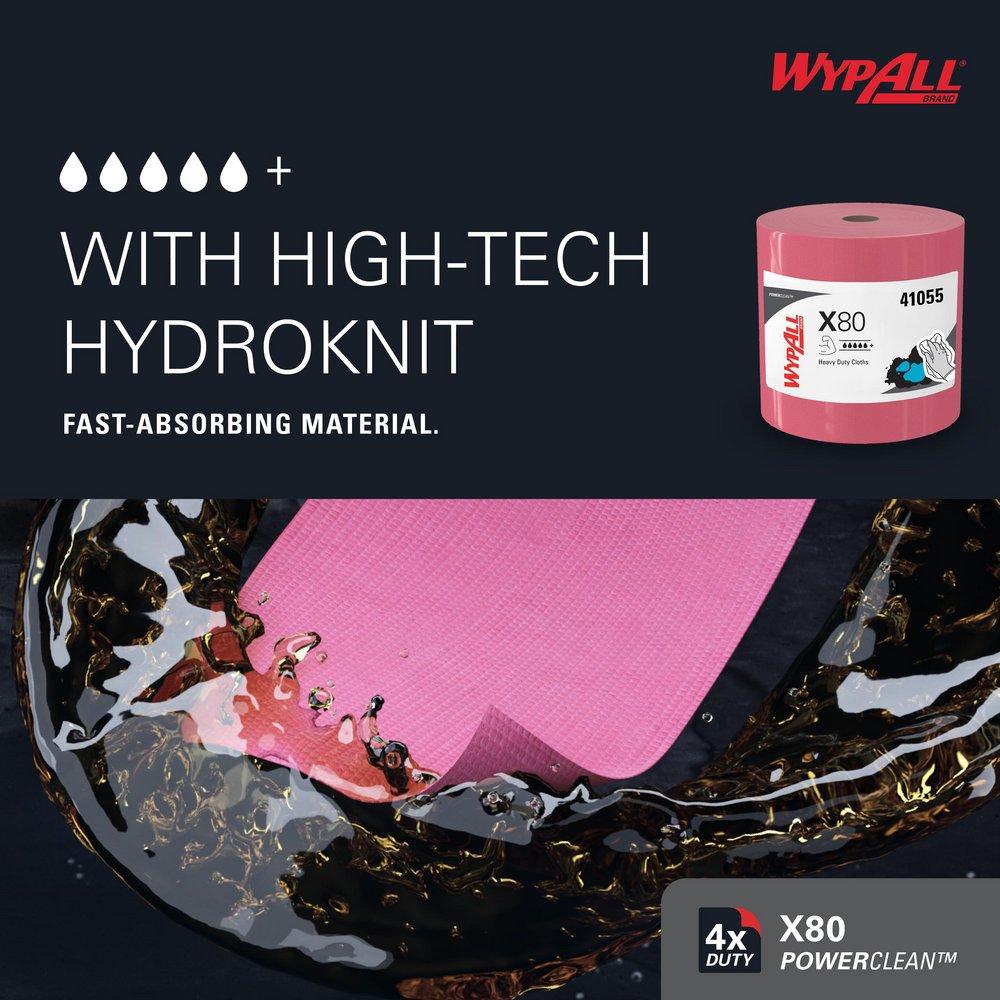 WypAll&reg; Red 12-1/2 x 13-2/5 in. Hydroknit Wiper (Roll of 475) 