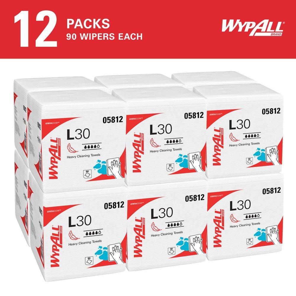 WypAll&reg; White 12-1/2 x 12 in. Cloth Wiper in White (Case of 12) 