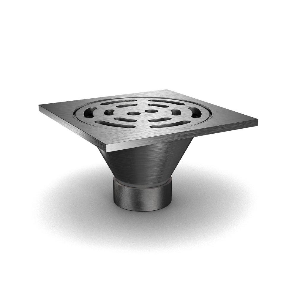 Z1800 - 12 SQUARE 304 SS FLOOR DRAIN W/ 6 NH OUTLET SLOTTED GRATE & BUCKET 