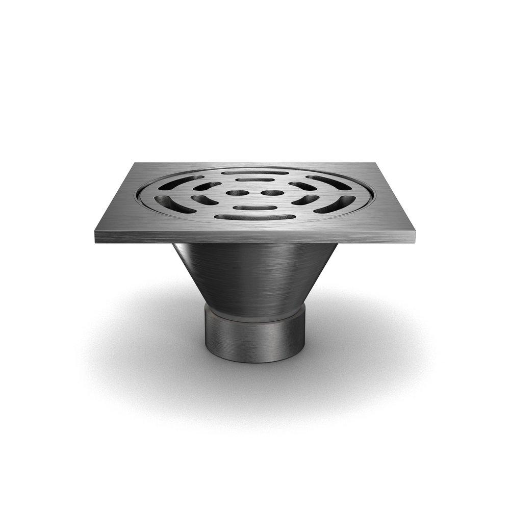 Z1800 - 12 SQUARE 304 SS FLOOR DRAIN W/ 6 NH OUTLET SLOTTED GRATE & BUCKET 