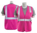 Size XL Polyester Tricot Reusable Safety Vest in Hi-Viz Pink