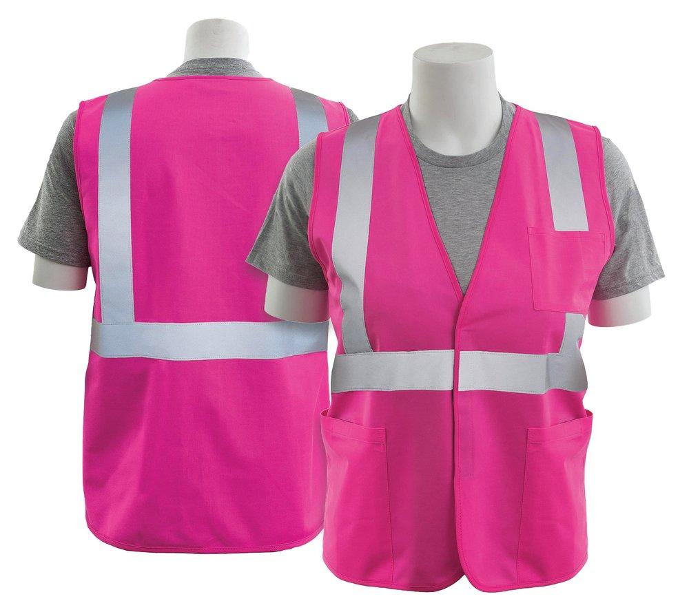 ERB Safety Hi-Viz Pink Polyester Tricot Reusable Safety Vest in Hi-Viz Pink 