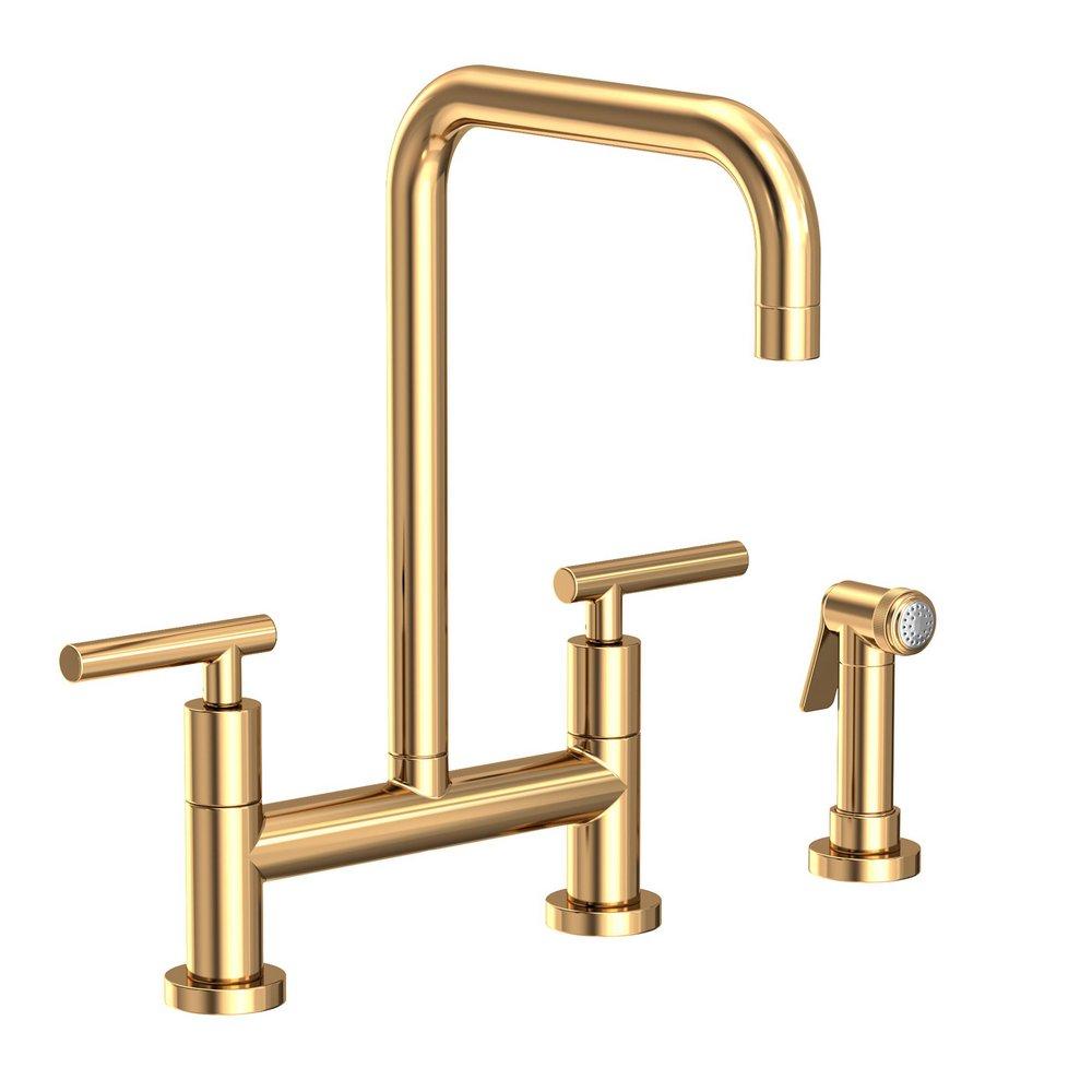 Newport Brass Uncoated Polished Brass - Living Two Handle Bridge Kitchen Faucet 