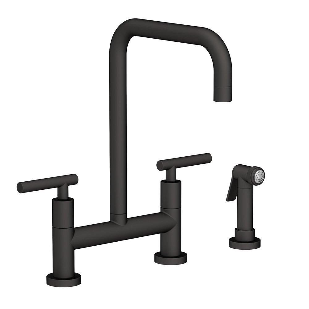 Newport Brass Flat Black Two Handle Bridge Kitchen Faucet 